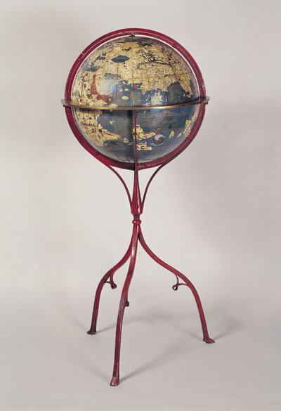 Terrestrische globe, toont de Indische Oceaan, gemaakt in Neurenberg, 1492 door Martin Behaim